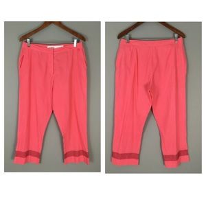 Equipment Bergdorf Goodman Coral Pink Cotton Pants Sz 12 Crop Pocket Capri Beach